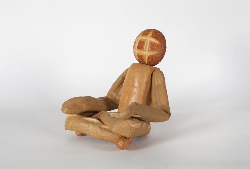 Bread Figure (Sitting Cross-Legged), 2018
Carved wood with paint
18.5 x 15.25 x 15.5 inches