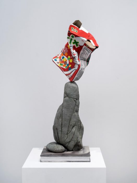 Trix Box Balancing on a Rock with a Book, 2019
Carved wood with paint
32.5 x 11.5 x 12.5 inches