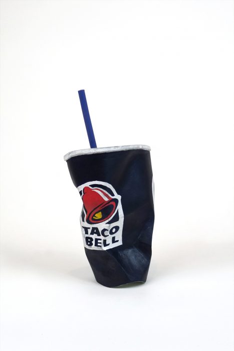Taco Bell Cup #1, 2017
Carved wood with paint
9.5 x 4.75 x 2.625 inches